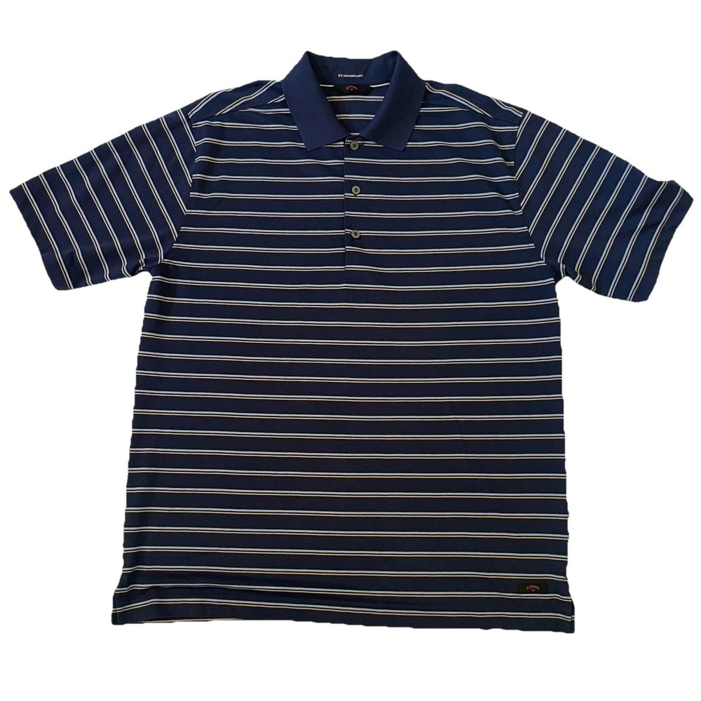 Callaway FT Performance Mens X-Large Blue Striped Short Sleeve‎ Golf Polo Casual